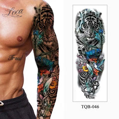 Waterproof Full Arm Temporary Tattoo Sleeve – Dragon, Skull, Tiger, Wolf Designs