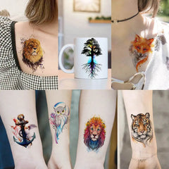 66 Sheets 3D Animal Temporary Tattoos – Wolf, Lion, Tiger, Eagle