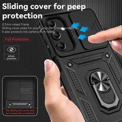Slide Camera Lens Military Grade Armor Phone Case For Samsung Galaxy A16 A06 A15 A25 A35 A55 5G S24FE Holder Ring Stand Cover