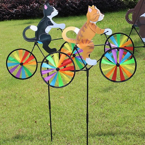 3D Animal Cartoon Windmill – Creative Bicycle Wind Spinner Garden Decor