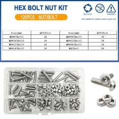 Allen Screw Nut Bolt Kit – M2 to M6 304 Stainless Steel Hexagon Machine Screws & Nuts