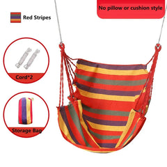 200KG Capacity Canvas Hammock Chair – Thick Striped Swing Seat with Storage Bag