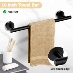 Black Stainless Steel Bathroom Hardware Set – Wall Mounted 4-Piece Kit