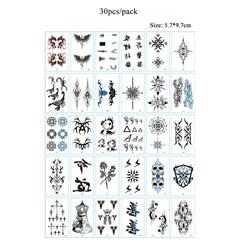 30Pcs Black Flower & Butterfly Temporary Tattoos