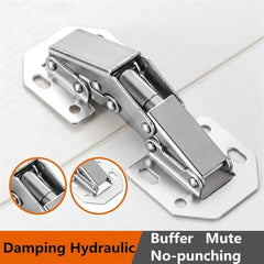 2/10PCS 90° Steel Cabinet Hinges – No-Drill Soft Close Buffer Hinges for Cupboards