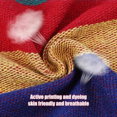 200KG Capacity Canvas Hammock Chair – Thick Striped Swing Seat with Storage Bag