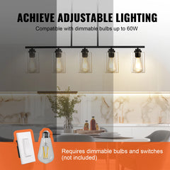 VEVOR 5-Light Kitchen Island Pendant