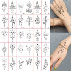 30Pcs Black Flower & Butterfly Temporary Tattoos