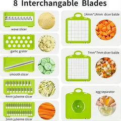 Vegetable Chopper Slicer 16-in-1 with Spice Chopper Set 7 Blades Veggie Dicer Onion Fruit Cutter
