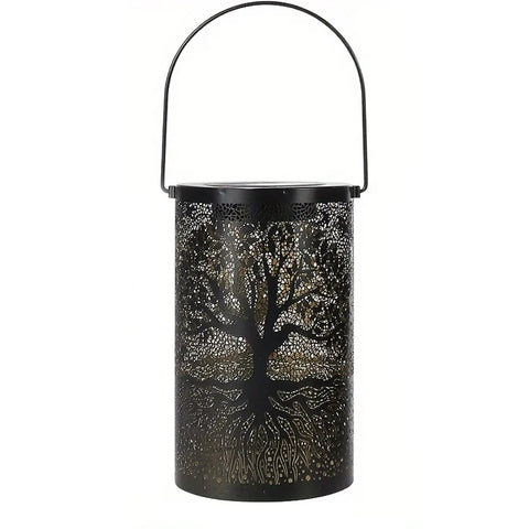 Hanging Solar Lantern, Outdoor Waterproof Vintage Metal LED Big Tree Decorative Lights, Garden Yard Lawn Lights