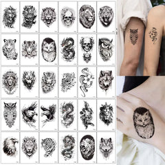 30Pcs Black Flower & Butterfly Temporary Tattoos