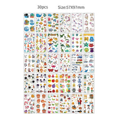 30pcs Temporary Tattoos for Children Unicorn Mermaid Car Fruit Cartoon Tattoo Stickers for Hand Body Fake Tattoo Waterproof