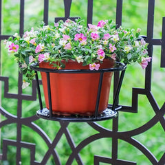 3-Pack Iron Art Hanging Flower Pots with Hooks – Metal Plant Baskets for Balcony