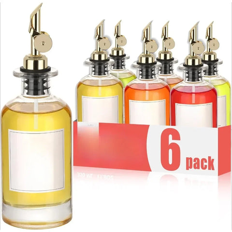Set of 6 Glass Olive Oil & Syrup Dispenser Bottles