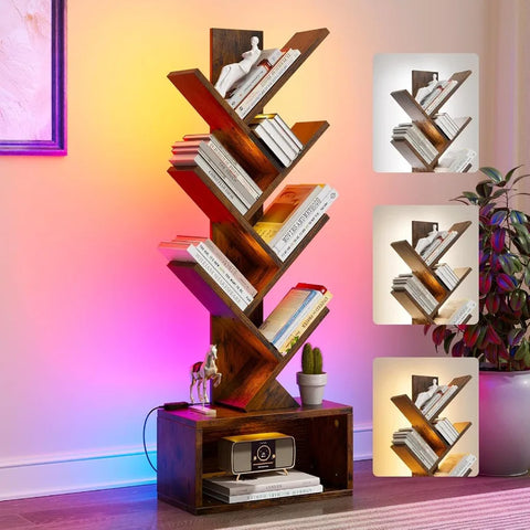 6-Tier Tree Bookshelf with LED Lights
