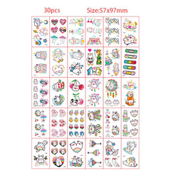 30pcs Temporary Tattoos for Children Unicorn Mermaid Car Fruit Cartoon Tattoo Stickers for Hand Body Fake Tattoo Waterproof