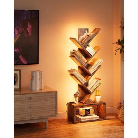 6-Tier Tree Bookshelf with LED Lights