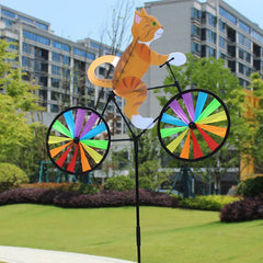 3D Animal Cartoon Windmill – Creative Bicycle Wind Spinner Garden Decor