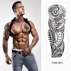 Waterproof Full Arm Temporary Tattoo Sleeve – Dragon, Skull, Tiger, Wolf Designs