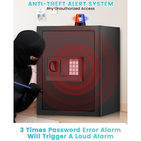 2.5 Cuft Safe Box, Home Safe with Fireproof Waterproof Bag, Anti-Theft Digital Security Lock Box with Smart Alert System,