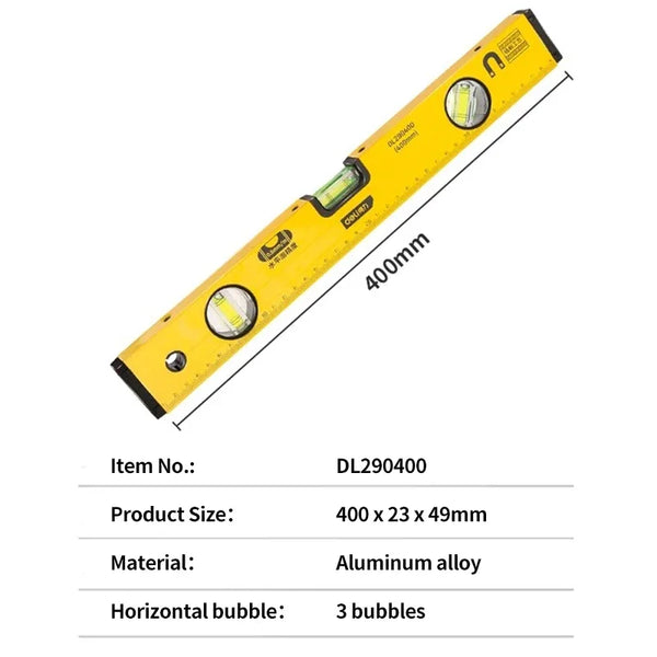 Deli High Precision Magnetic Spirit Level Ruler – Rustproof Horizontal Bubble Level