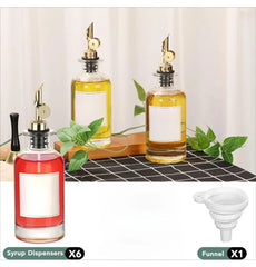 Set of 6 Glass Olive Oil & Syrup Dispenser Bottles