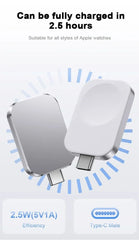 Smart Watch Wireless Charger Mini Type-C Male/Female Charge Pad for Apple Watch 10/9/8/7/6/5/4/3/2 Series SE Fast Charging Dock