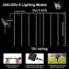 Solar Curtain Fairy Lights – Outdoor Waterproof String Light Garland