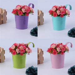 10-Color Metal Iron Flower Wall Hanging Planter Pots – Balcony & Garden Succulent Baskets