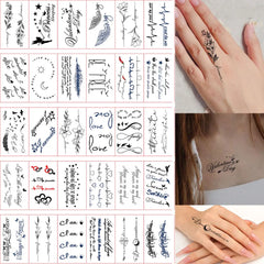 30Pcs Black Flower & Butterfly Temporary Tattoos