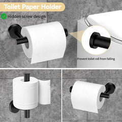 Black Stainless Steel Bathroom Hardware Set – Wall Mounted 4-Piece Kit