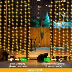 Solar Curtain Fairy Lights – Outdoor Waterproof String Light Garland