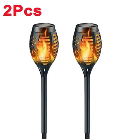 4/2/1PCS Solar Flame Torch Lights – Flickering Waterproof LED Outdoor Lamps
