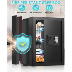 2.5 Cuft Safe Box, Home Safe with Fireproof Waterproof Bag, Anti-Theft Digital Security Lock Box with Smart Alert System,