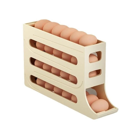 4 Layers Automatic Rolling Holder Rack Fridge Eggs Storage Box