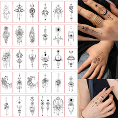 30Pcs Black Flower & Butterfly Temporary Tattoos
