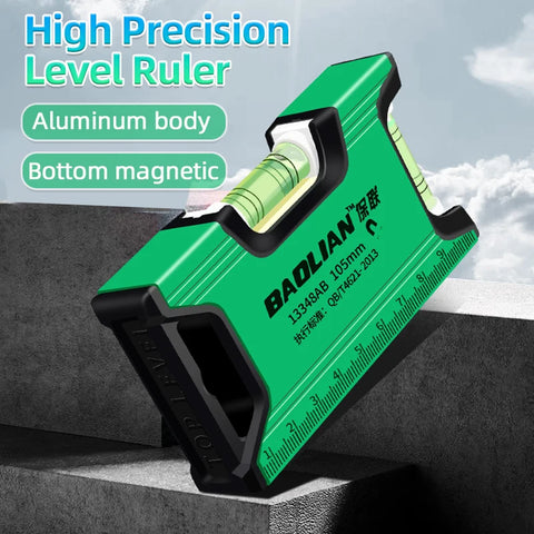 High Precision Magnetic Level Ruler – Multi-function Aluminum Spirit Bubble Gauge