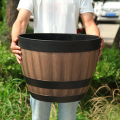 Large Capacity Bucket-Style Retro Flower Pot – Home & Garden Planter