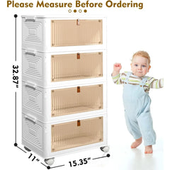 23Qt 4-Tier Folding Storage Bins with Lids