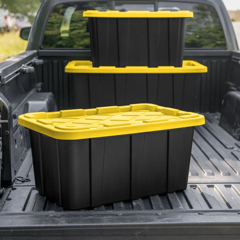 27 Gallon Heavy Duty Plastic Storage Bin with Snap-On Lid Stackable Totes