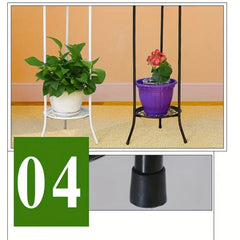 2-Tier Tall Metal Plant Stand – Indoor & Outdoor Plant Shelf Rack
