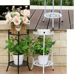 2-Tier Tall Metal Plant Stand – Indoor & Outdoor Plant Shelf Rack