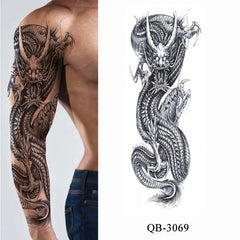 Waterproof Full Arm Temporary Tattoo Sleeve – Dragon, Skull, Tiger, Wolf Designs