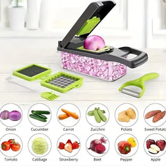 Vegetable Chopper Slicer 16-in-1 with Spice Chopper Set 7 Blades Veggie Dicer Onion Fruit Cutter
