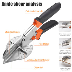 Adjustable Angle Miter Cutter – 45°–135° Hand Shear for PVC, Wire Duct, Hose
