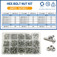 Allen Screw Nut Bolt Kit – M2 to M6 304 Stainless Steel Hexagon Machine Screws & Nuts
