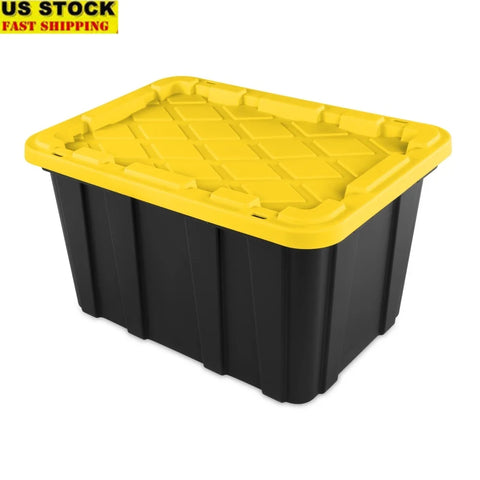 27 Gallon Heavy Duty Plastic Storage Bin with Snap-On Lid Stackable Totes