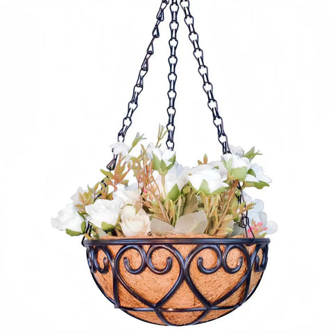 12” Hanging Coconut Palm Flowerpot – Indoor & Outdoor Hanging Basket Planter