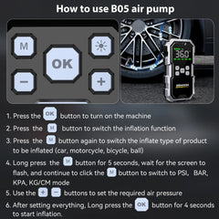 150PSI Air Pump Car Battery Emergency Boosters 7000A Car Jump Starter Power Bank Portable Starting Device Car Starter