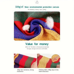 200KG Capacity Canvas Hammock Chair – Thick Striped Swing Seat with Storage Bag